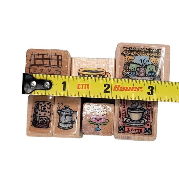 Vtg Junk Drawer Lot of 7 Caffiene Lovers Coffee House Bakery Shop Rubber Stamps - Picture 3 of 6